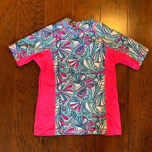 Lilly Pulitzer Rashguard, girls size Large (10/12), blue and pink